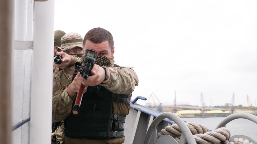 Special forces keep operation on vessel.