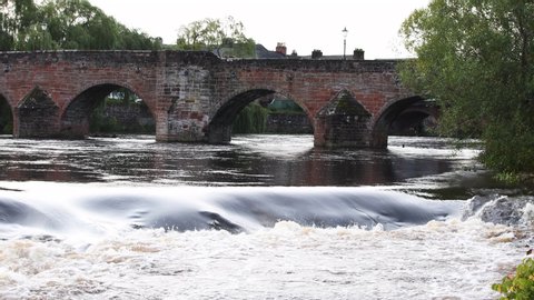 4K video of river Nith and Devorgilla bridge (named after Devorgilla, Lady of Galloway the mother of King John Balliol of Scotland) was originally a built around 1430. 