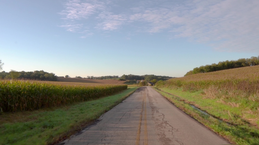 driving down a country road in Wisconsin