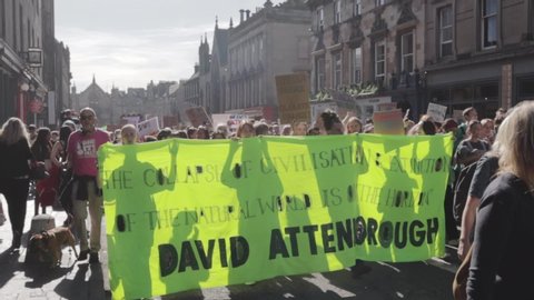 Edinburgh/Scotland - 09 20 2019: 3ed Global Climate Strikes [50fps]