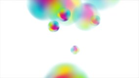 Colorful holographic 3d blurred spheres balls on white background. Abstract liquid circle shapes retro futuristic motion design. Seamless looping. Video animation Ultra HD 4K 3840x2160