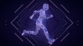 Running wire man seamless loop animation. 3d rendering. 4K, Ultra HD resolution