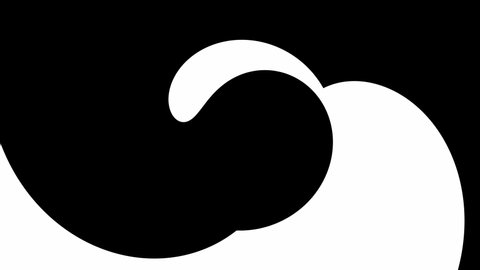 Transition reveal mask sweep of yin and yang symbol effect with simple black and white color. Abstract CGI motion graphics animated transition mask template. 