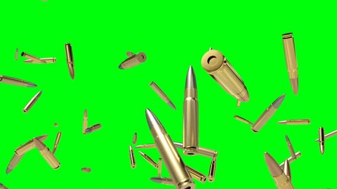 Sniper bullets flying in slow motion, against Green Screen