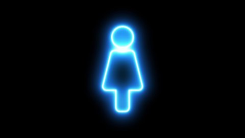 Female symbol reveal. Blue, yellow, pink colors smoothly shimmer and form a neon electric number. Glowing motion wipes to center. 4K 60 fps video render footage.
