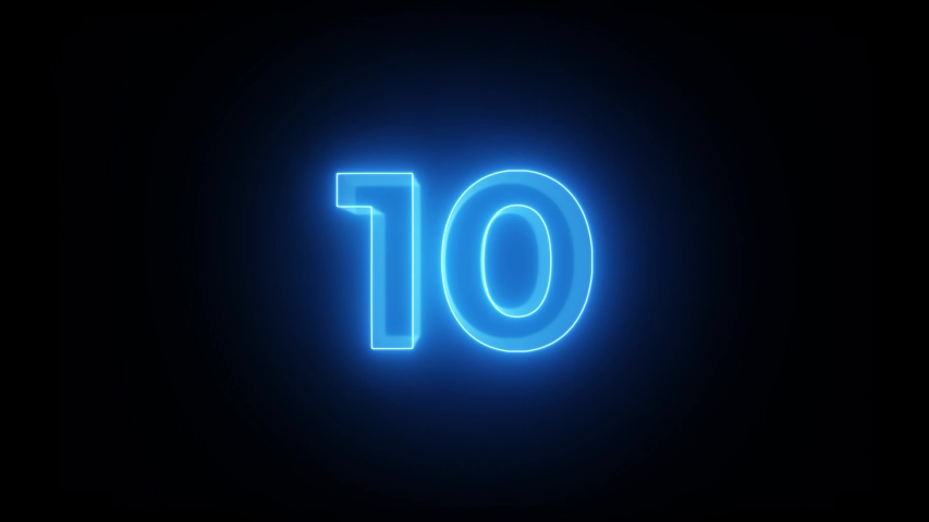 4K Blue Neon 10s Countdown Clean | Shutterstock HD Video #1038546443