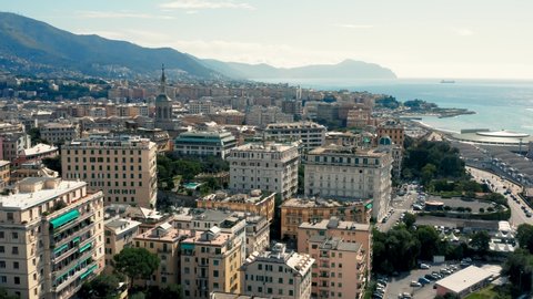 Cityscape of Genoa. Genoa is a port city and the capital of Liguria region
