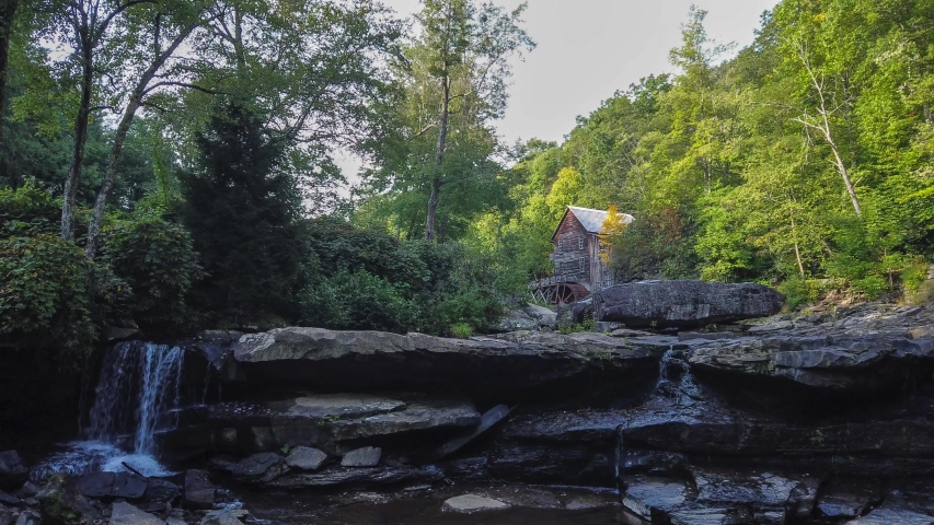 Panning time lapse of the grist mill at Babcock State Park in West Virginia.