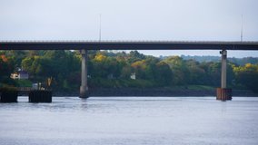 View of the 395 bridge over the Penobscot River in Bangor, Maine.