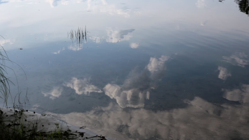 Reflection of clouds and sky in the calm water