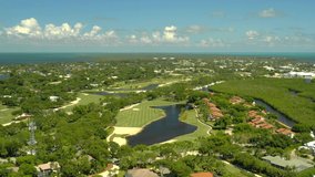 Aerial footage Ocean Reef Club golf course landscape