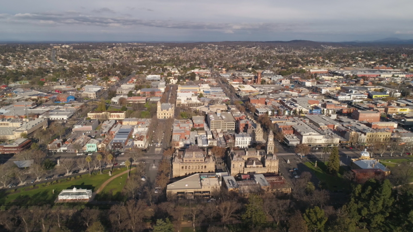 Aerial shot of Bendigo a city in Victoria, Australia
