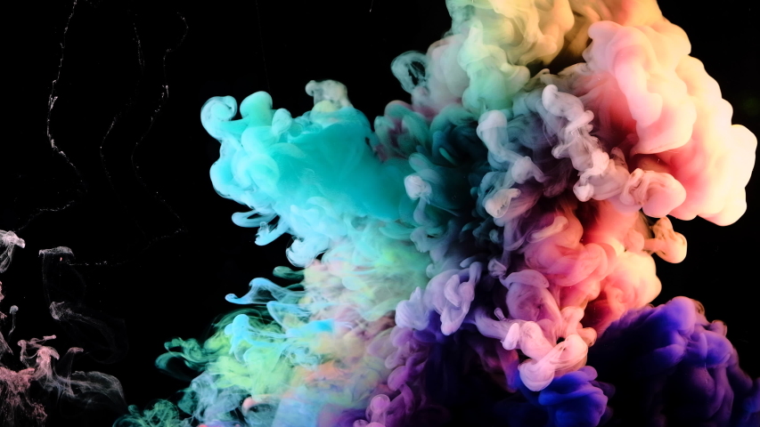 Color paint drops in water , abstract  color mix , drop of Ink color mix paint falling on water Colorful ink in water,  4K footage, Royalty-Free Stock Footage #1038569102