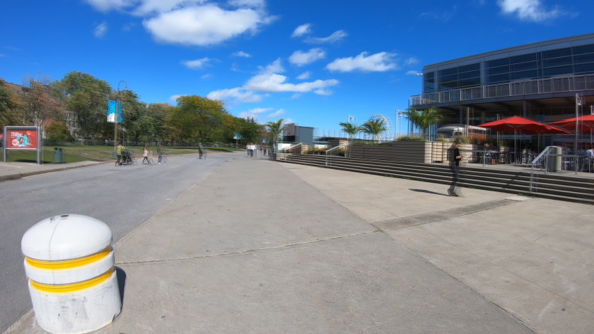 Hyperlapse Timelapse of walking Montreal old port, Canada