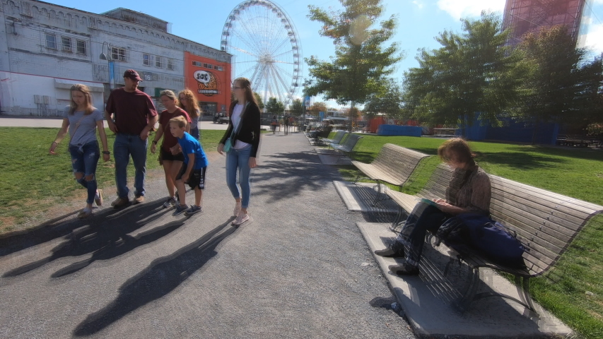 Hyperlapse Timelapse of walking Montreal old port, Canada