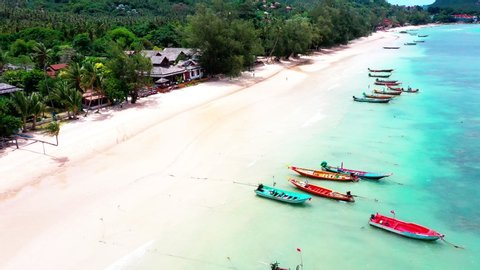 Amazing in nature, Beautiful koh tao island, surat thani, Thailand. Aerial Bird Eye View: stockvideo