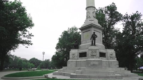 Boston, Massachusetts/ USA - July 11, 2019: statue Soldiers and Sailors Monument for the fallen soldiers by Martin Milmore in the Park Boston Common. 