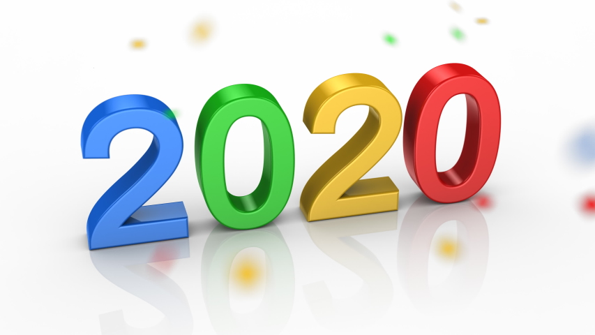 New Year 2020. White background, 3 in 1, alpha matte, created in 4K, 3d animation | Shutterstock HD Video #1038613769