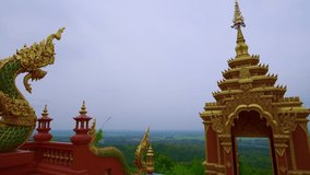 4K video of Pra That Doi Pra Chan temple with mountain view, Lampang province.