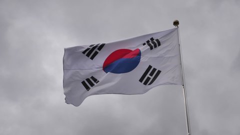 Flag of  South Korea Slow Motion