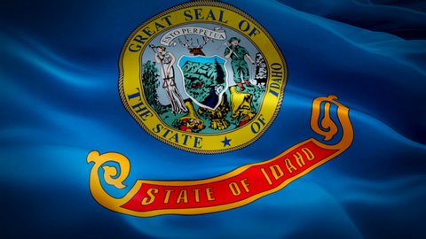 Idaho flag video waving in wind. Realistic US State Flag background. ?Boise Idaho Flag Looping closeup 1080p Full HD 1920X1080 footage. Idaho USA United States country flags footage video news
