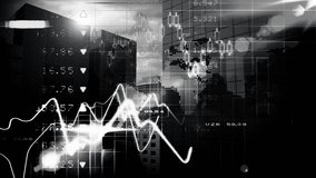 Animation of data processing and business graphs and statistics with cityscape in the background - Powered by Shutterstock - Get 15% off with code: PIKWIZARD15