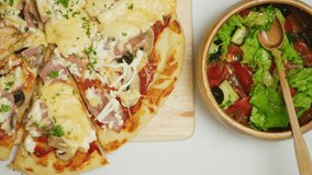 Video of choice pizza or salad