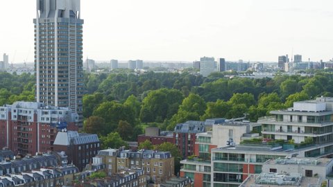 Aerial establishing shot of central London London Hyde park featuring Bayswater and Paddington