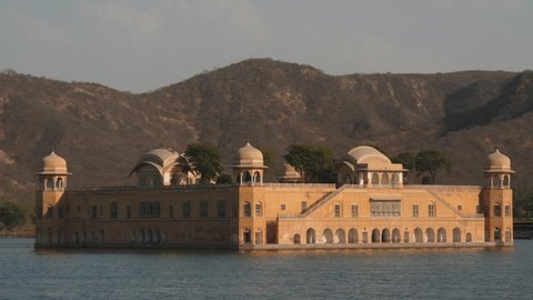 an afternoon close up of jal mahal palace in jaipur, india- 4K 60p