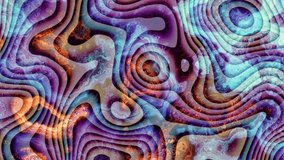 Moving random wavy texture. Psychedelic wavy animated abstract curved shapes. Looping footage.