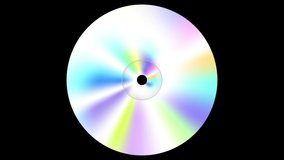 Abstract spinning CD disc on black background . Looping footage.