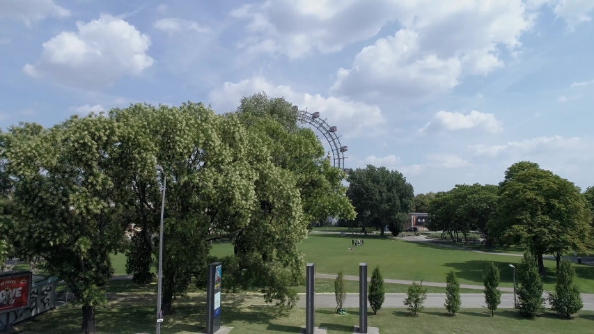 aerial shot - Giant Ferris Wheel Vienna - tourist attraction sightseeing Vienna Austria Riesenrad