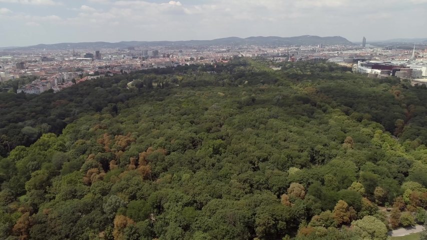 aerial shot - Prater Park Vienna - tourist attraction sightseeing Vienna Austria Riesenrad