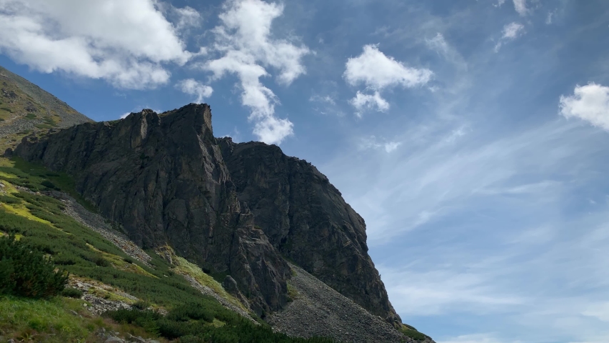 Cloud time lapse of High Tatry mountain peak in Slovakia