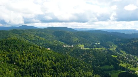Black Forest/Germany  7.7.2019 video from the Black Forest in the Mountain range on Germany ,taken by drone camera 