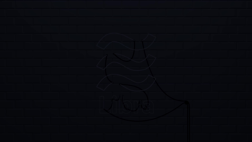 Libra coin digital currency neon sign background