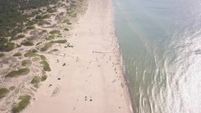 Baltic Sea coast beach Ventspils Kurzeme aerial drone top view 4K UHD video