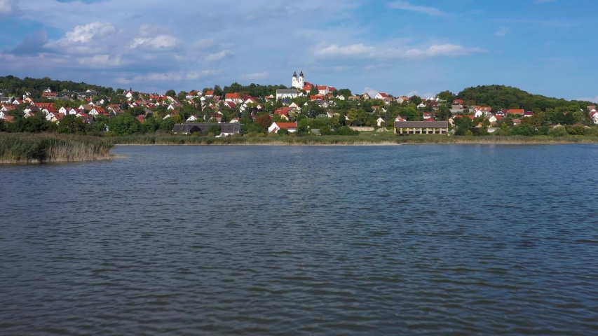 Beutiful church in summer at the lake Balaton. Tihany town, Hungary
Recorded with a DJI Mavic 2 pro UHD 4K 30 fps