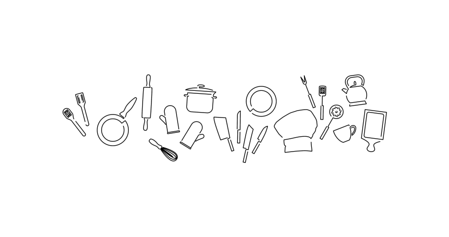 Kitchen Tools Line Drawing Animated Stock Footage Video 100 Royalty Free 1038788009 Shutterstock