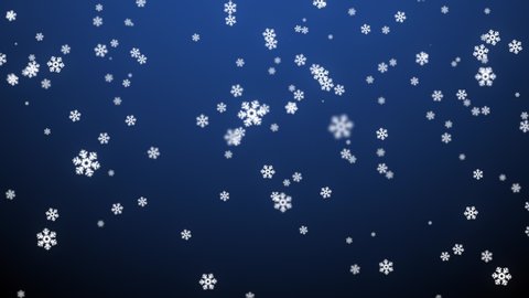 4K Christmas Motion Background, Snowfall With White Snow Flakes Blue Background