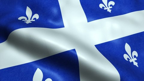 Flag of Quebec Province or Territory of Canada Seamless Looping Waving Animation