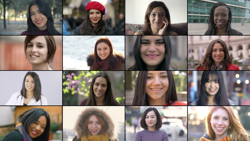 Happiness, Lifestyle concept.Multiscreen on different race,age people smiling Royalty-Free Stock Footage #1038799274
