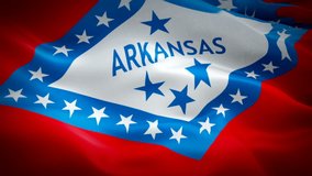 Arkansas waving flag. National 3d United States flag waving. U.S. Arkansas seamless loop animation. American US State flag HD resolution Background. Little Rock Arkansas flag closeup 1080p Full HD vid