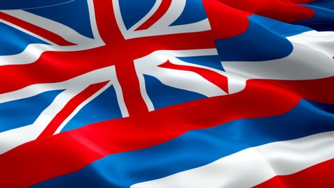 Hawaii flag video waving in wind. Realistic US State Flag background. ?Honolulu Hawaii Flag Looping closeup 1080p Full HD 1920X1080 footage. Hawaii USA United States country flags footage video news
