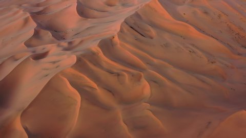 Aerial top view on sand dunes in Gobi Desert, Mongolia, 4k