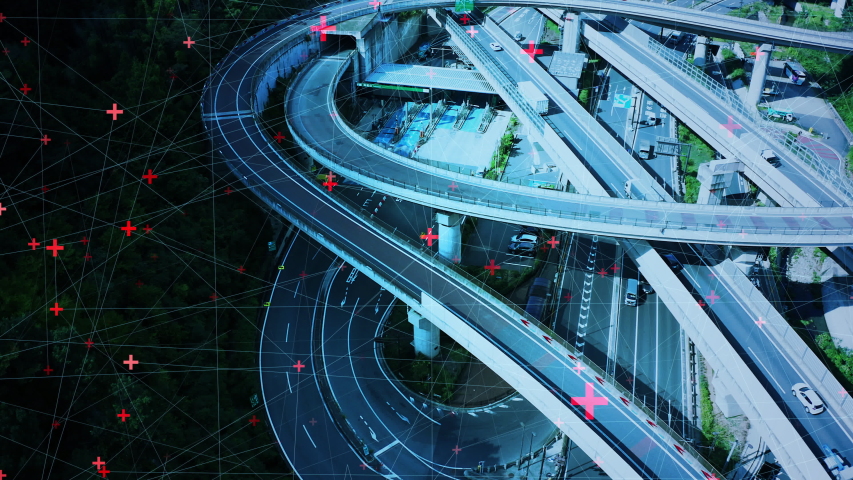Transportation system concept. Communication network. Autonomous technology.  | Shutterstock HD Video #1038808673