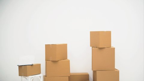 Man With Cardboard Boxes Delivery Stock Footage Video 100 Royalty Free 1051062148 Shutterstock
