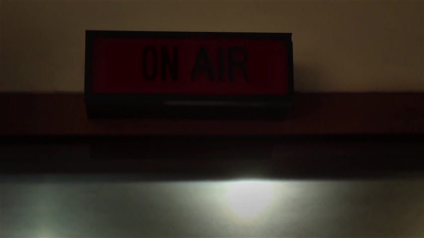 On Air Radio Sign in a Radio Station. Close-Up. Royalty-Free Stock Footage #1038831062