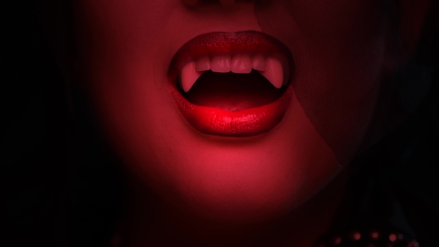 Sexy Vampire Woman S Red Bloody Lips Stock Footage Video Royalty Free