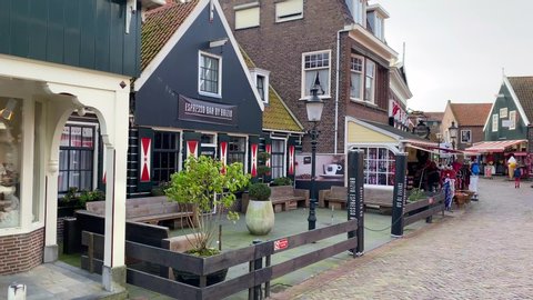 Volendam,Netherlands-October 7,2019:Volendam is a town in North Holland, 20 kilometres north of Amsterdam. Sometimes called The pearl of the Zuiderzee, this place is a highly popular tourist destinati